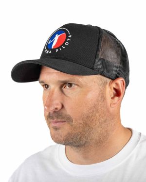 Casquette trucker visière ronde Black